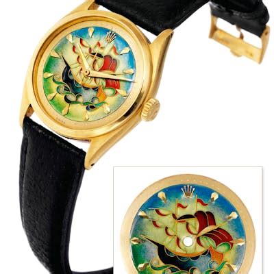 rolex watch cloisonne|SIGNED ROLEX, REF. 6100, CASE NO. 902'545, CIRCA 1953.